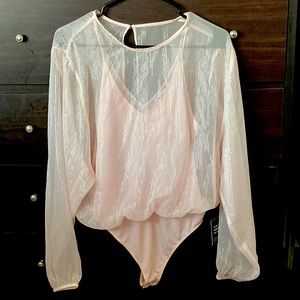 💕 EXPRESS Pink Bodysuit with Attached Blouse